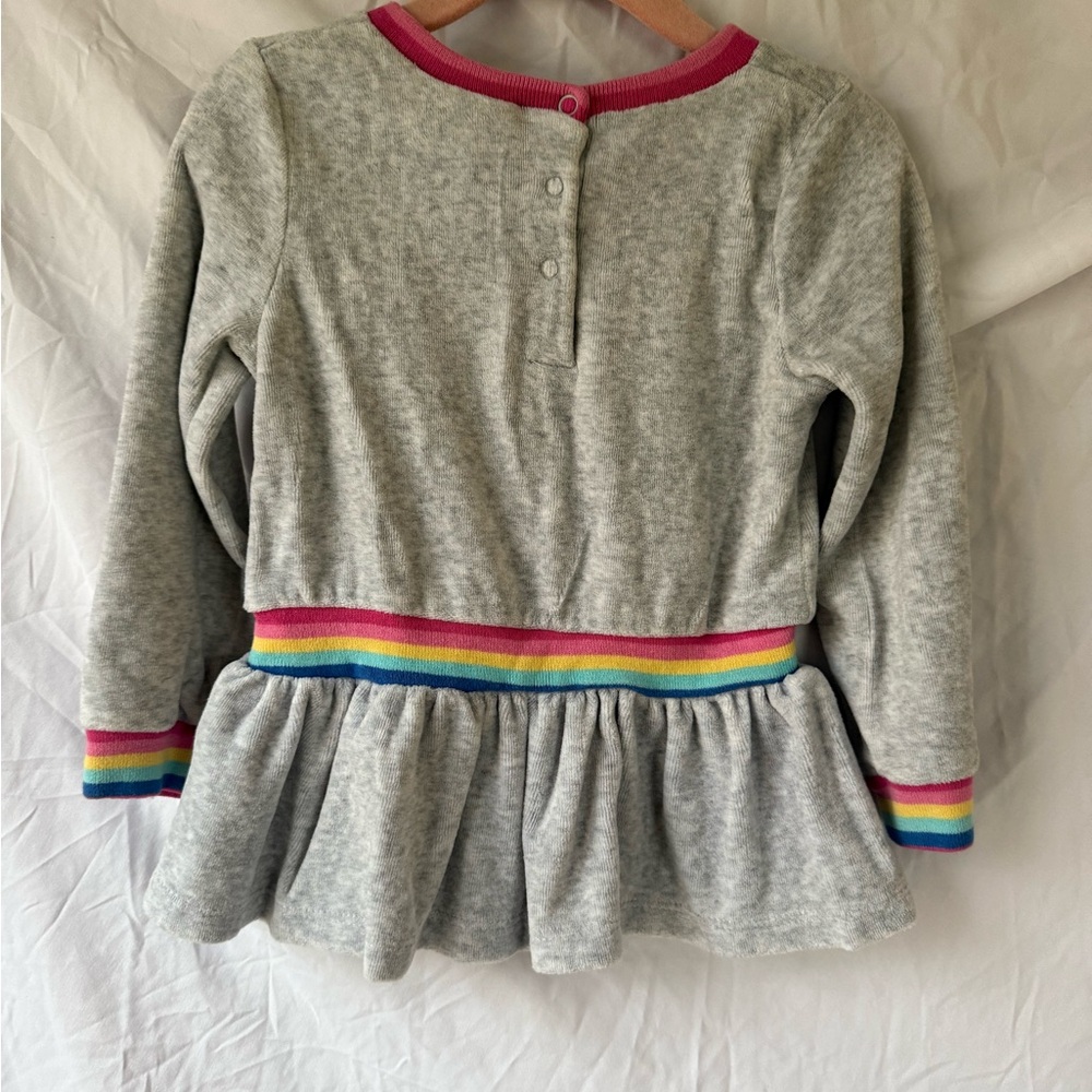 Juicy Couture Rainbow Sequin Heart Velour Peplum Top (24M) - Picture 3 of 7
